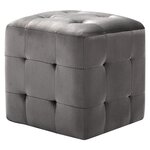 vidaXL 2 Pièces Poufs Gris 30 x 30 x 30 cm Tissu velours