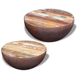 vidaXL Ensemble de 2 tables basses Bois de récupération massif