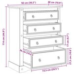 vidaXL Commode Corona 92x48x120 cm bois massif de pin