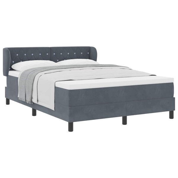 vidaXL Lit à ressorts avec matelas Gris foncé 140 x 190 cm Velours
