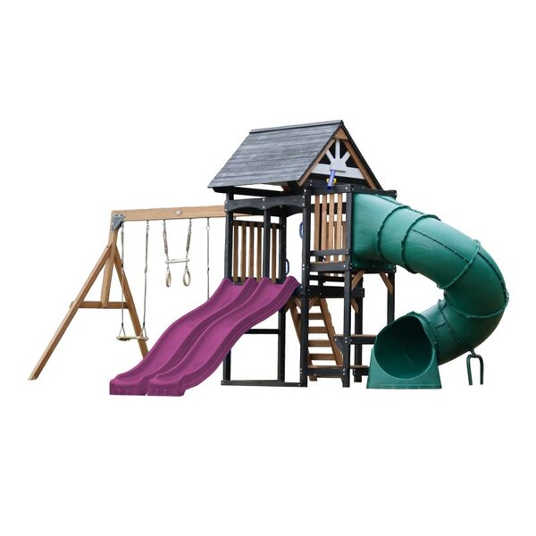 Aire de jeux - Toboggan violet et toboggan tubulaire - Cody