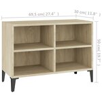 vidaXL Meuble TV avec pieds en métal Chêne sonoma 69 5x30x50 cm