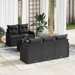 vidaXL Ensemble de canapé de jardin 6 Pièces Noir 55 x 55 x 37 cm