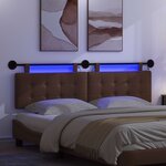 vidaXL Tête de lit suspendue Avec lumière LED Marron Simili cuir