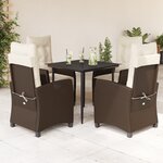 vidaXL Ensemble à manger de jardin 5 Pièces et coussins marron poly rotin