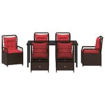 vidaXL Ensemble de salle à manger pour jardin 7 Pièces Marron polyrotin