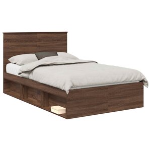 vidaXL Cadre de lit Chêne brun 120 x 200 cm Bois de pin massif
