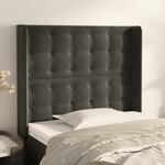 vidaXL Tête de lit avec oreilles Gris foncé 93x16x118/128 cm Velours