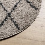 vidaXL Tapis shaggy à poils longs moderne beige et anthracite Ø 100 cm