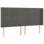 vidaXL Tête de lit à LED Gris foncé 183x16x118/128 cm Velours