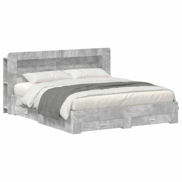 vidaXL Cadre de lit avec rangement Gris béton 200 x 200 cm