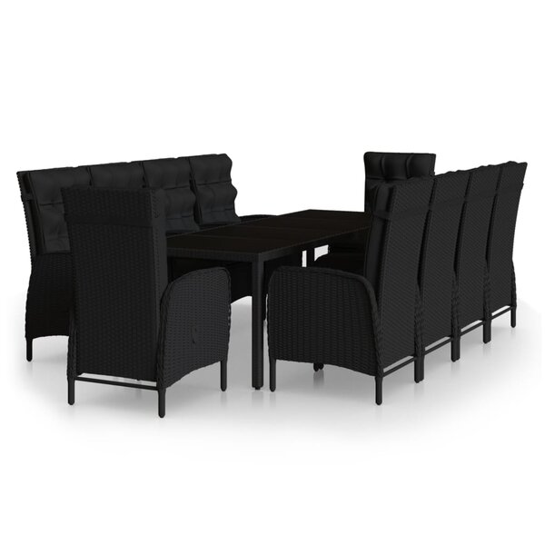 vidaXL Ensemble à dîner de jardin 11 Pièces Résine tressée Noir