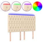 vidaXL Tête de lit à LED Crème 144x7x118/128 cm Tissu