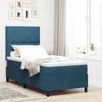 vidaXL Lit à ressort LED avec matelas Bleu foncé 100 x 200 cm tissu