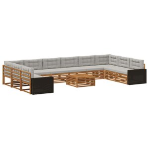 vidaXL Ensembles de canapés avec coussin 11 Pièces Bois d'Acacia Massif