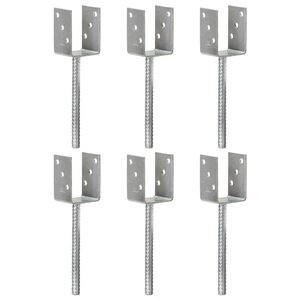 vidaXL Piquets de clôture 6 Pièces Argenté 7x6x30 cm Acier galvanisé