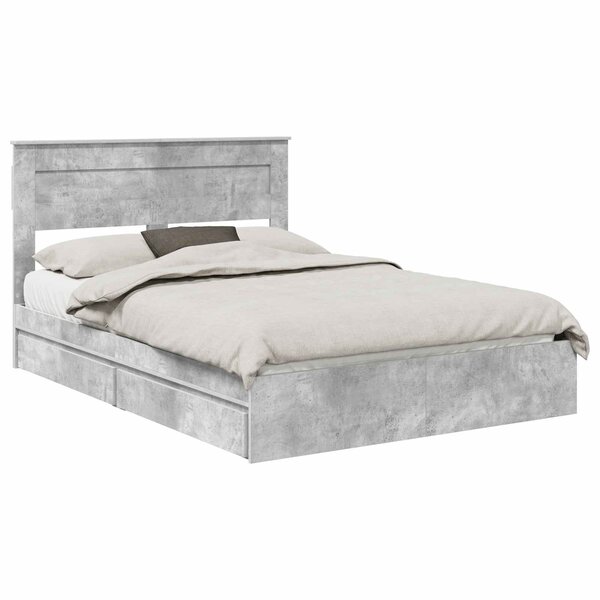 vidaXL Lit de Rangement Gris béton 140 x 190 cm Bois d'ingénierie
