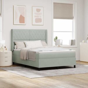 vidaXL Lit à ressorts avec tête de lit Gris clair 140 x 200 cm Velours