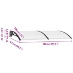 vidaXL Auvent de porte 240 x 100 cm PC