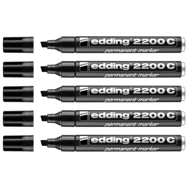 Marqueur Permanent 2200C Corps Alu Noir Pointe Biseau 1-5 mm x 5 EDDING