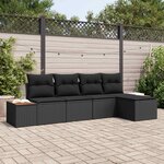 vidaXL Ensemble de canapé de jardin avec coussin 6 Pièces Noir Polyrotin