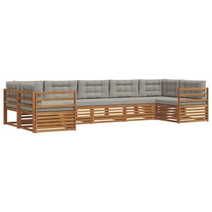 vidaXL Ensemble de canapés d'extérieur 7 Pièces Gris Naturel et Clair
