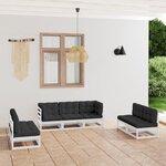 vidaXL Salon de jardin 7 Pièces avec coussins Bois de pin massif