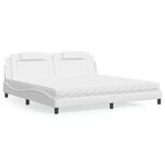 vidaXL Lit avec matelas blanc 200x200 cm similicuir