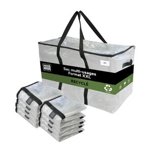 Pack and Move - Lot 8 Grands Sacs Déménagement Transparent Recyclés - Rangement Et Transport Ultra Résistant - Réutilisable - Poignées Solides - 100L