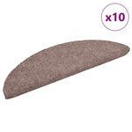 vidaXL Tapis d'escalier auto-adhésifs 10 pièces 56 x 17 x 3 cm Marron clair Demi-rond