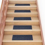 vidaXL Tapis d'escalier autocollants 30 pièces 60 x 25 cm Gris Bleu Rectangulaire