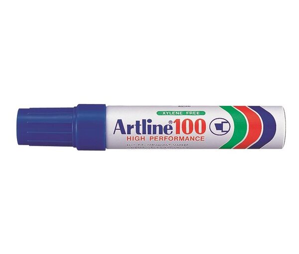 Marqueur '100' permanent indélébile pointe biseautée 7,5 & 12 mm Bleu ARTLINE