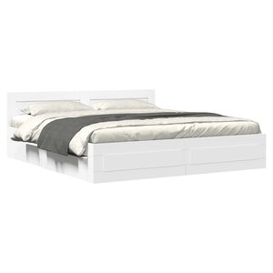 vidaXL Cadre de lit avec tête de lit sans matelas blanc 180x200 cm