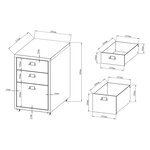 Caisson de bureau meuble de rangement pour documents dossiers fournitures de bureau à roulettes acier 48 x 28 x 41 cm gris 03_0006332