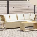 vidaXL Canapé de jardin avec coussins beige résine tressée