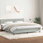 vidaXL Sommier à lattes de lit et matelas et LED gris clair 180x210cm velours