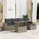 vidaXL Salon de jardin 6 Pièces avec coussins gris clair résine tressée