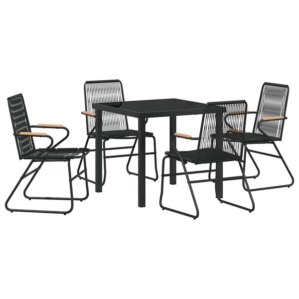 vidaXL Ensemble de salle à manger pour jardin 5 Pièces Noir Rattan PVC