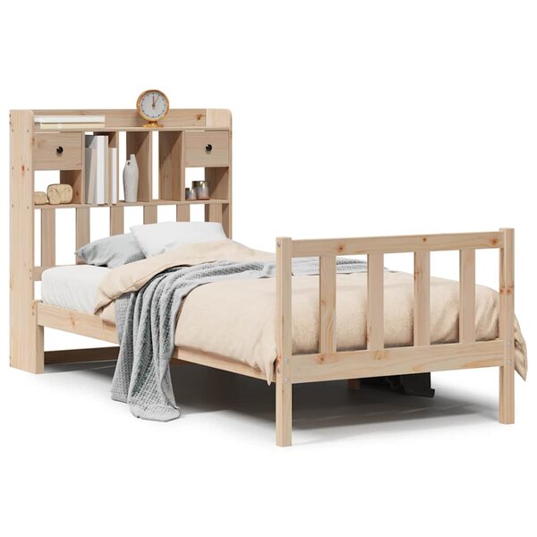 vidaXL Lit bibliothèque sans matelas 90x190 cm bois de pin massif