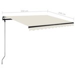 vidaXL Auvent manuel rétractable sur pied 350x250 cm Crème