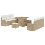 vidaXL Ensemble de canapé de jardin 9 Pièces Beige Poly rotin