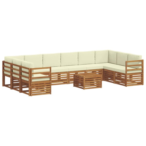 vidaXL Ensemble de canapés d'extérieur 11 pc Naturel et Crème