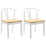 vidaXL Chaise de salle à manger 2 Pièces Blanc et Naturel