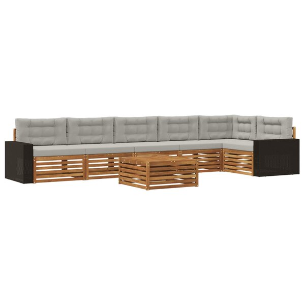 vidaXL Ensemble de canapés d'extérieur 7 Pièces Naturel et gris clair