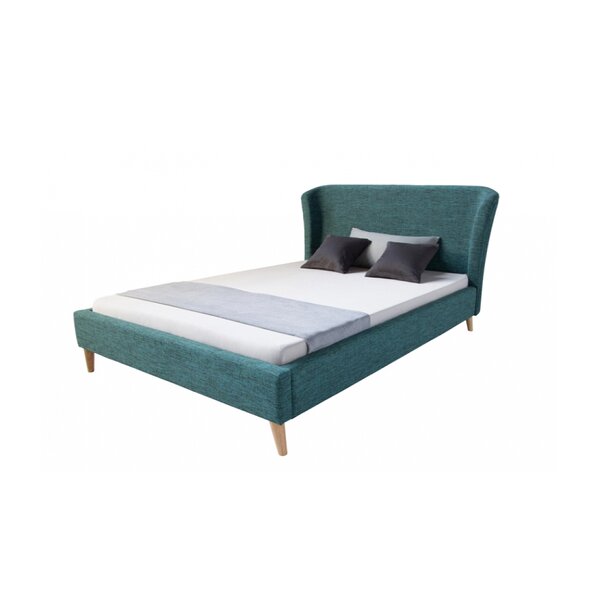 Lit double en tissu bleu turquoise rembourre 140 x 200 cm