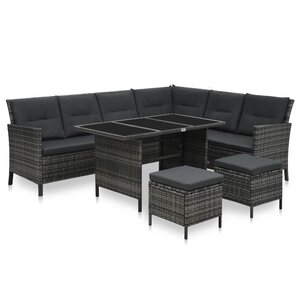 vidaXL Salon de jardin 4 Pièces avec coussins Résine tressée Gris