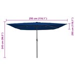 Parasol carré pour le jardin vidaXL avec lumières LED 295x245 cm Bleu azur