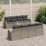 vidaXL Ensemble de canapé de jardin 9 Pièces Gris Poly rotin