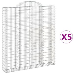 vidaXL Paniers à gabions arqués 5 Pièces 200x30x220/240 cm fer galvanisé