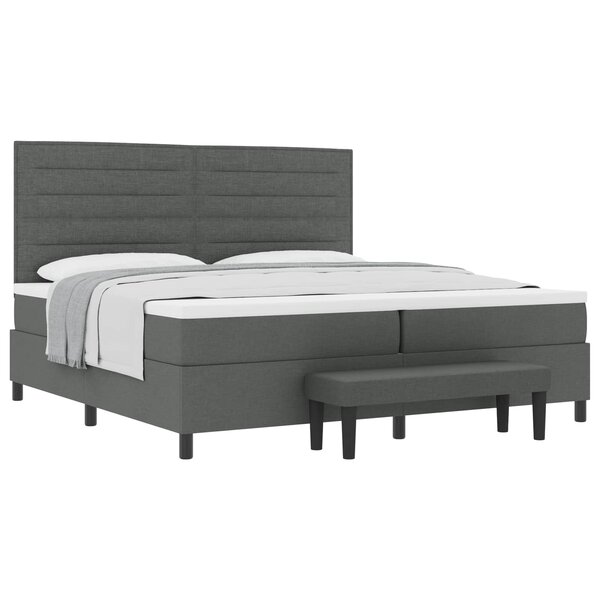 vidaXL Lit à ressorts avec matelas Gris foncé 200 x 200 cm tissu
